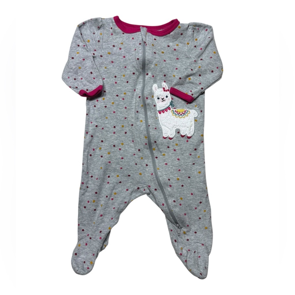 Wonder Nation | Baby Girl Llama Footie Pajamas | 0-3M